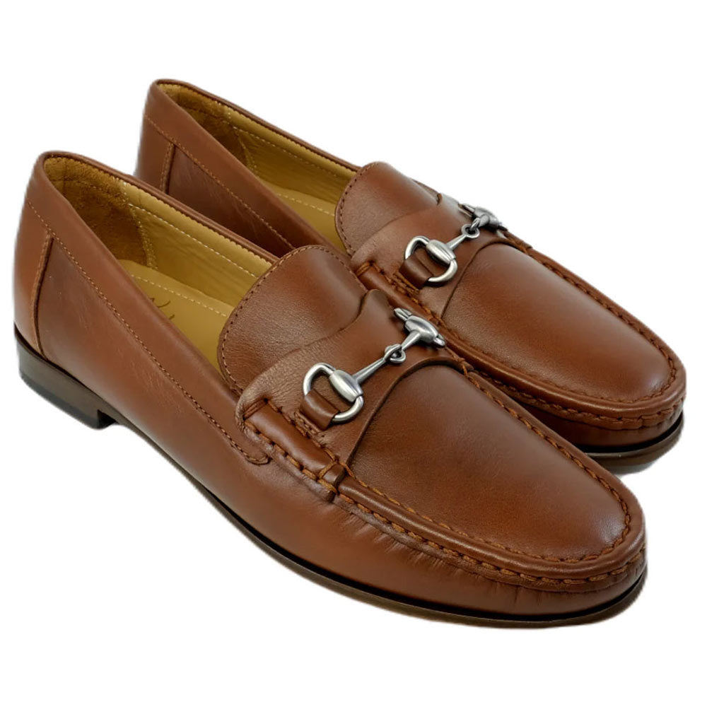 Alan Payne Snaffle II Pecan Calfskin Leather Sole Loafers