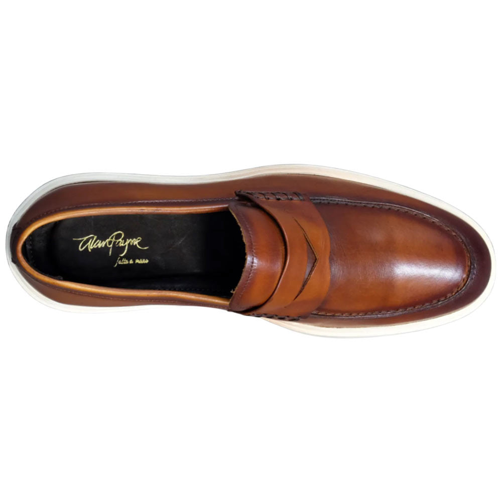Alan Payne Barton Cognac Hand-Painted Calfskin Penny Loafer for Men