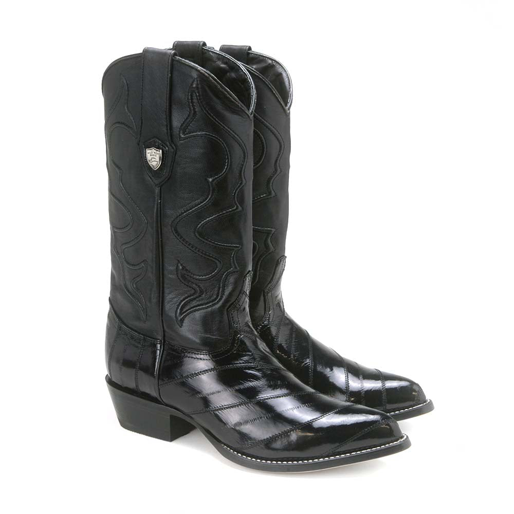Wild West Black Genuine Eel Skin Boots