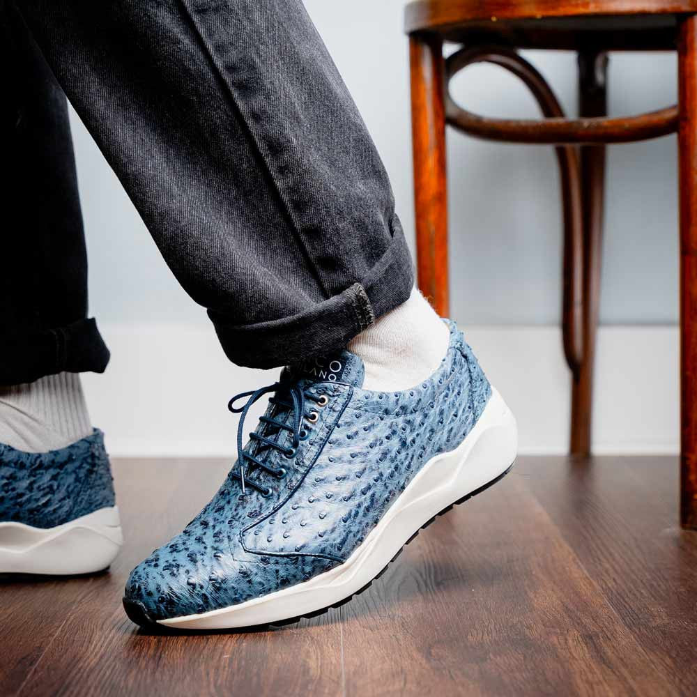 Varenna Men’s Genuine Full-Quill Qstrich Skin Luxury Sneaker | Marco Di Milano