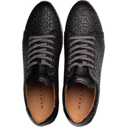 Mezlan Men's Portico Embossed Leather Sneaker in Black