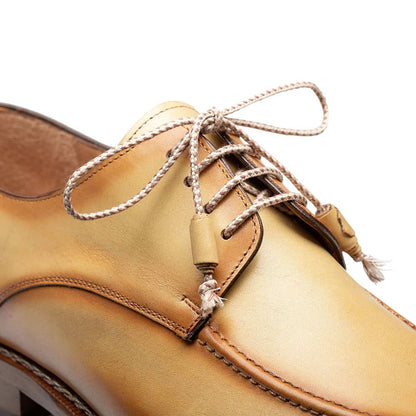 Mezlan Men’s Belmonte Dark Mustard Hand-Burnished Patina Calfskin Dress Derby Shoes
