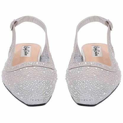 Lady Couture Kara 0.75” Block Heel Flats in Silver