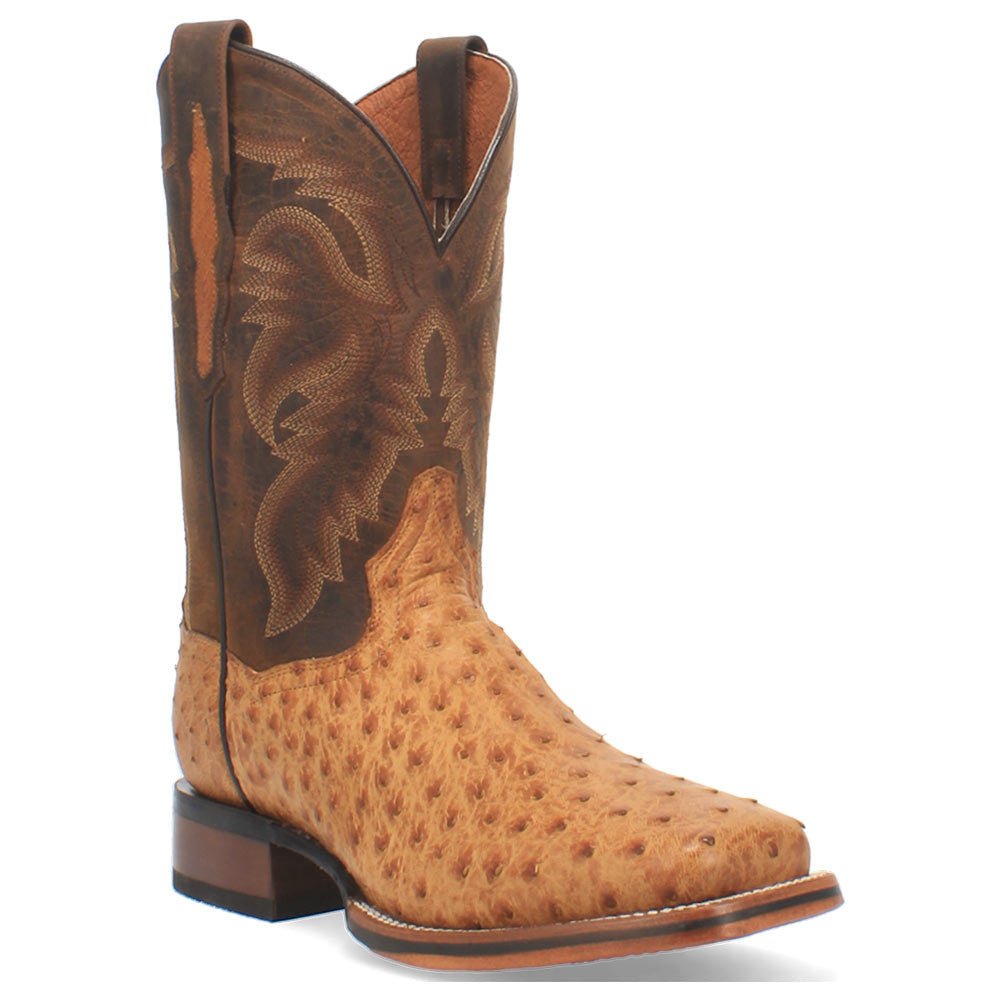 Dan Post Kershaw Saddle/Brown Genuine Ostrich 11” Cowboy Certified Leather Boot - shoeclassix.com