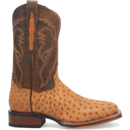 Dan Post Kershaw Saddle/Brown Genuine Ostrich 11” Cowboy Certified Leather Boot - shoeclassix.com
