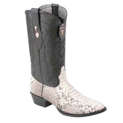 Los Altos Black & White Boots Genuine Python Skin