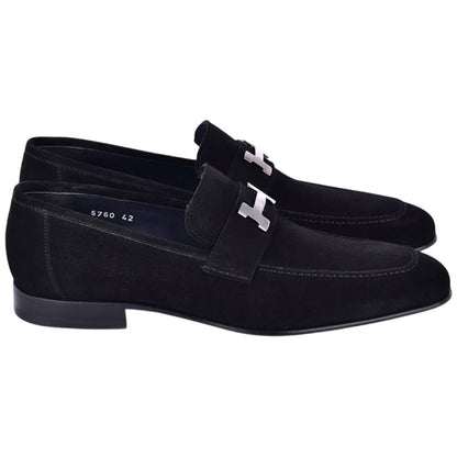 Corrente Black Suede Stylish H Loafers for Men