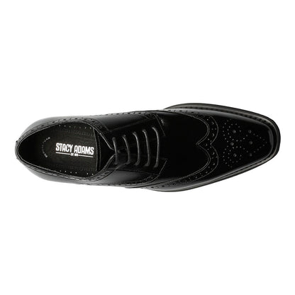 Tinsley Black Buffalo Leather Wingtip Oxfords by Stacy Adams