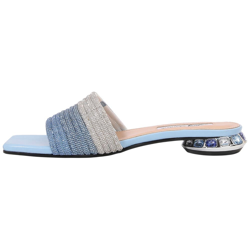 Lady Couture Women's Amazing Blue Multi Metallic Rhinestone Strap Slide Sandals