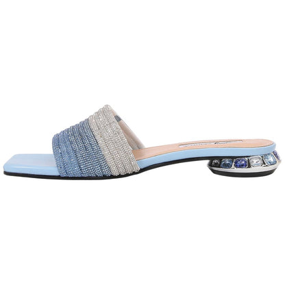 Lady Couture Women's Amazing Blue Multi Metallic Rhinestone Strap Slide Sandals