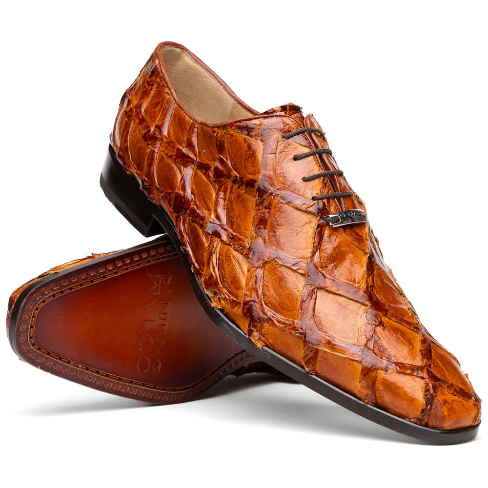 Oliveri Cognac Genuine Pirarucu Skin Classic Dress Oxford | Marco Di Milano