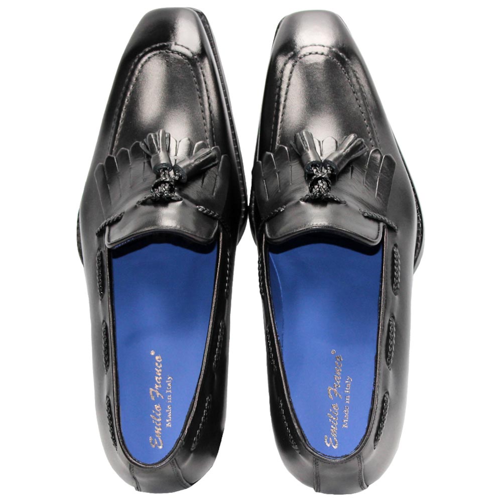 EMILIO FRANCO Tommaso Black Calf-Skin Leather Loafers