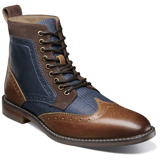 Finnegan Wingtip Lace Up Casual | Stacy Adams Casual Shoes in Cognac & Navy Multi for Men