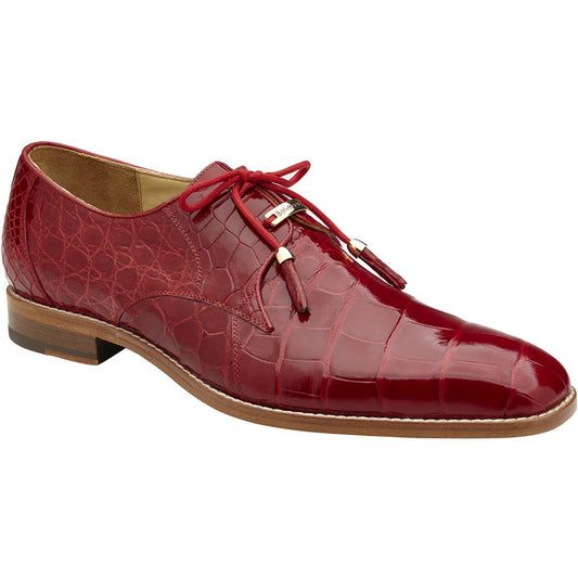 Belvedere Lago Red Men’s Genuine American Alligator Lace Up Shoes