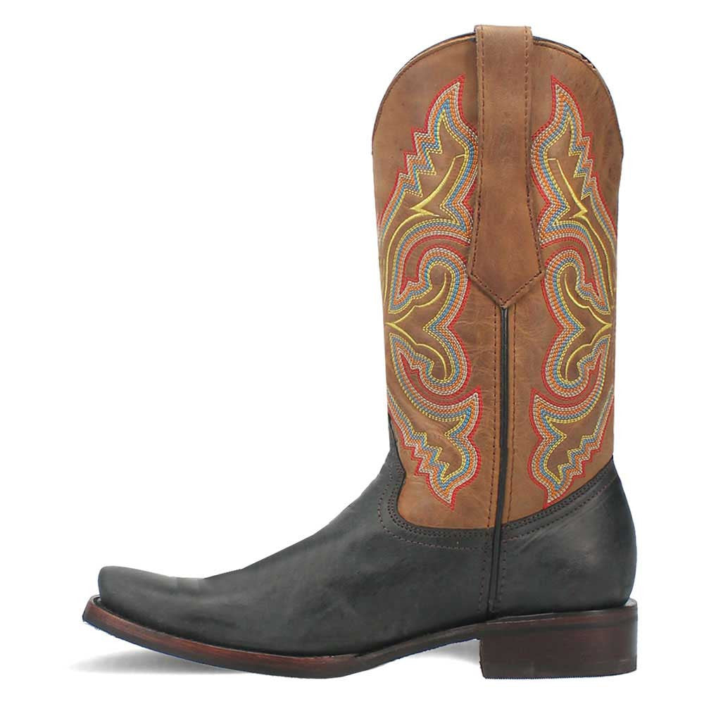 Dingo True Grit Black/Tan Leather Snoot Toe Western Cowboy Boots (USA Men Size)