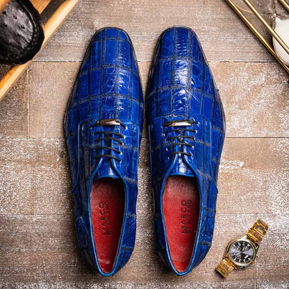 Asti Genuine Caiman Crocodile Skin Patchwork Derby | MARCO DI MILANO