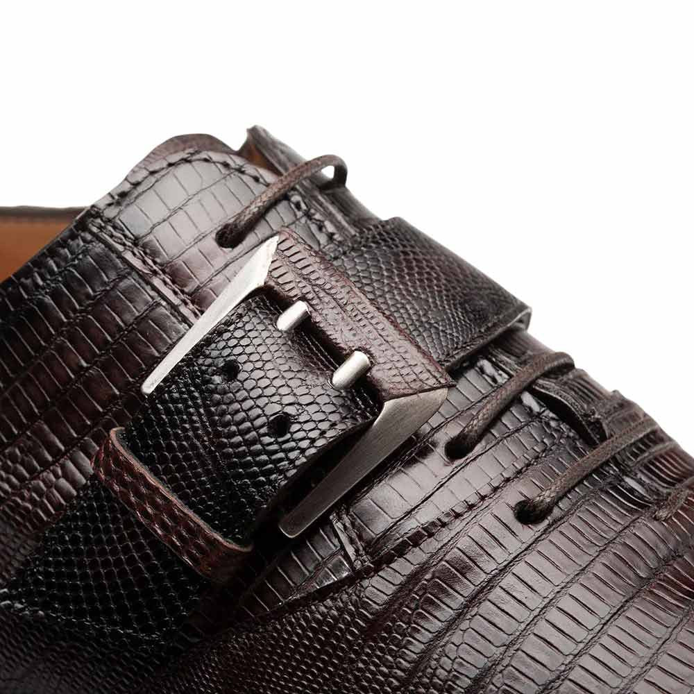 Mezlan Omero Brown Lizard Leather Monk-Oxford Hybrid Dress Shoes