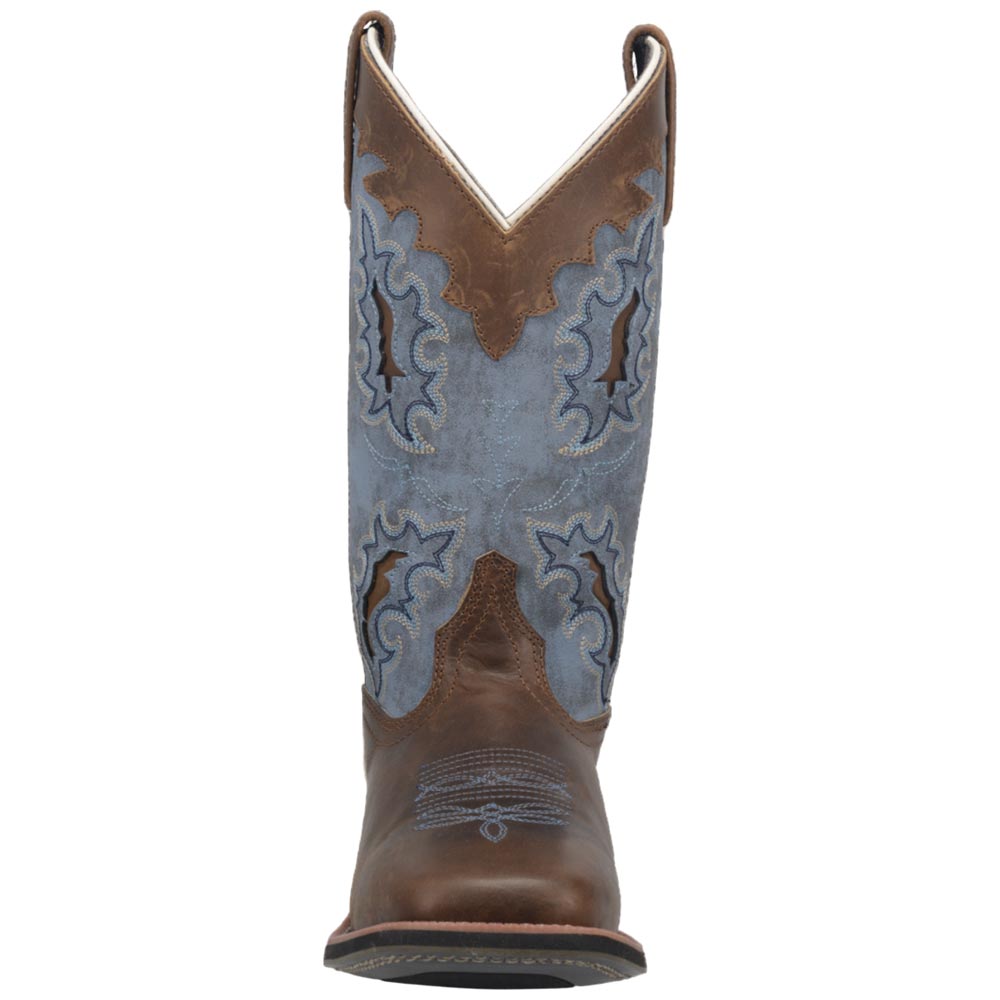 Laredo Isla Tan Leather Broad Square Toe Western Cowgirl Boots (USA Women Size)