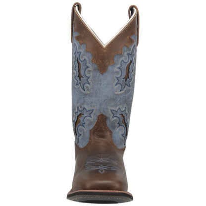 Laredo Isla Tan Leather Broad Square Toe Western Cowgirl Boots (USA Women Size)