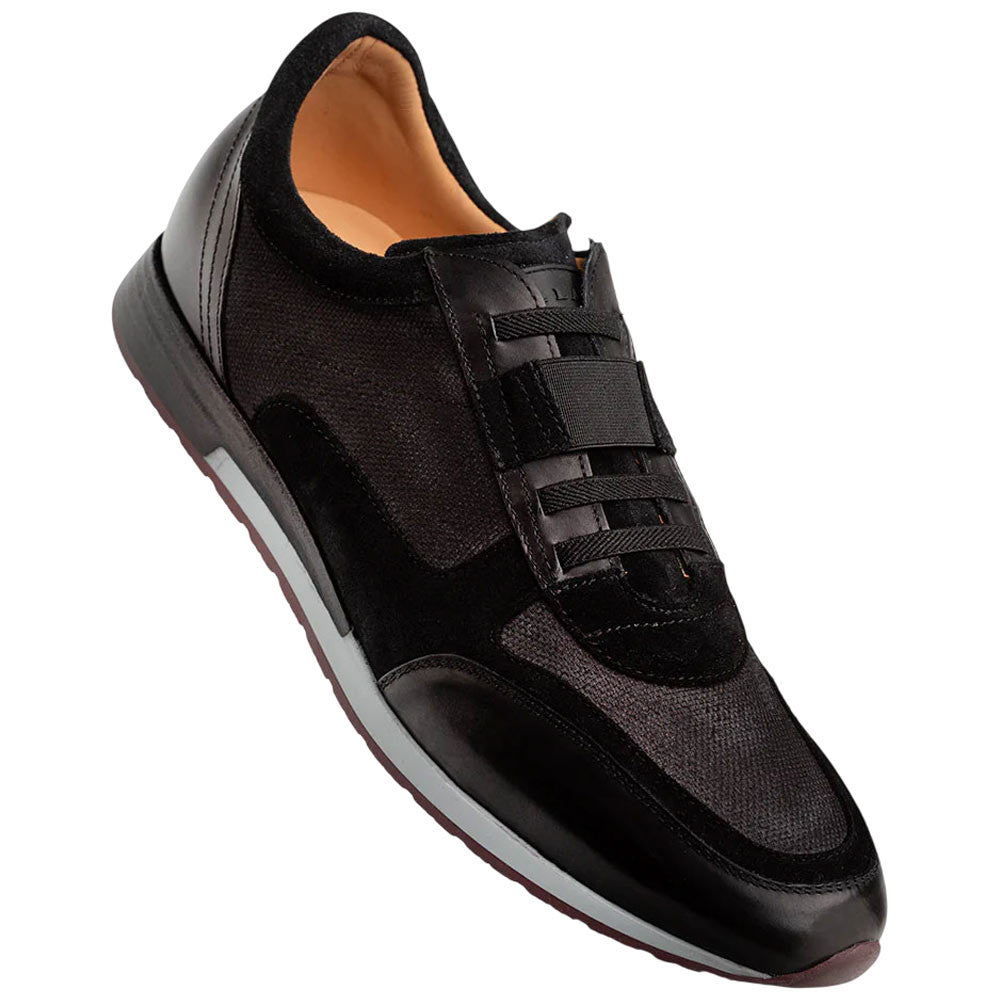 Mezlan Shoes Men’s Black Suede & Linen Riumar Hybrid Sneaker