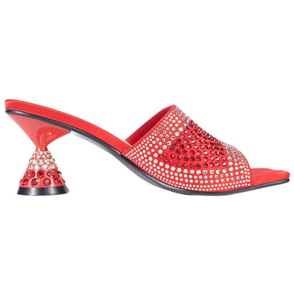 Lady Couture Fontana Women's Red Block Heel Wide Vamp Mules