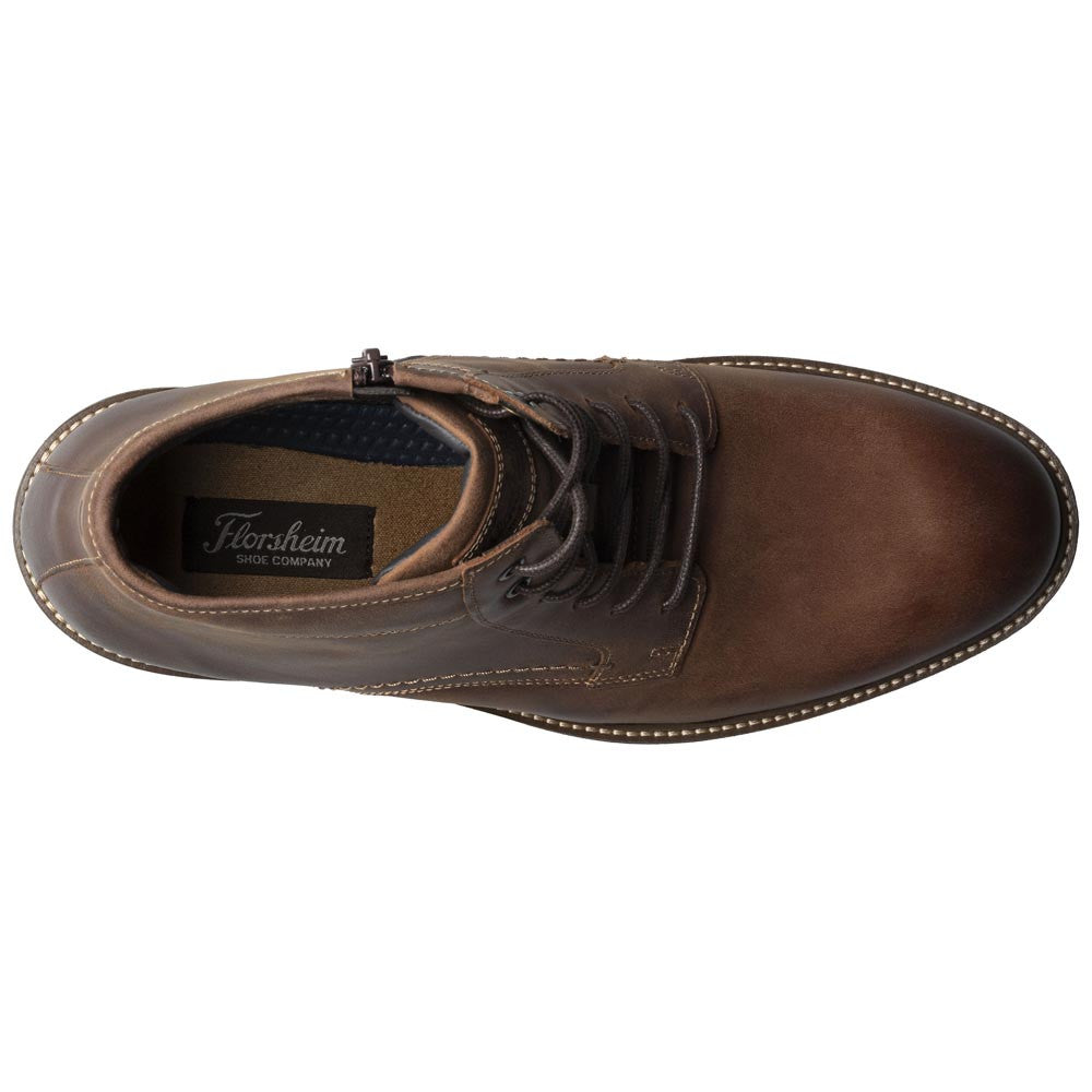 Forge Plain Toe Lace Up Boot | Florsheim Brown CH Dress Boots for Men