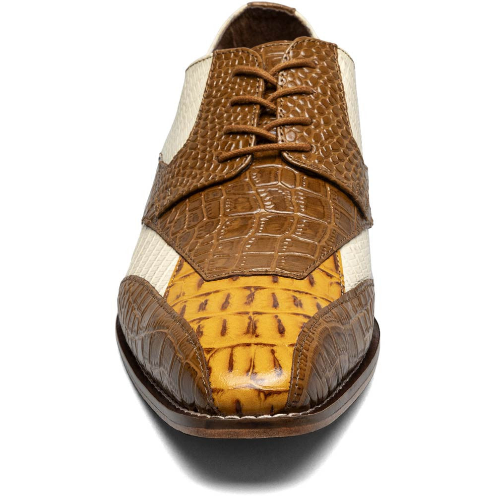 Stacy Adams Tristano Tan Multi Exotic Print Leather Bike Toe Derby (US Men Size)