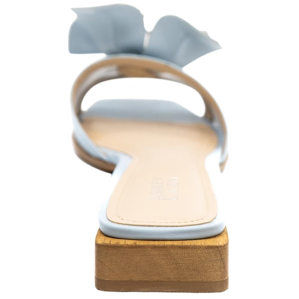 Lady Couture Women's Blossom Blue Leather Slide Sandals
