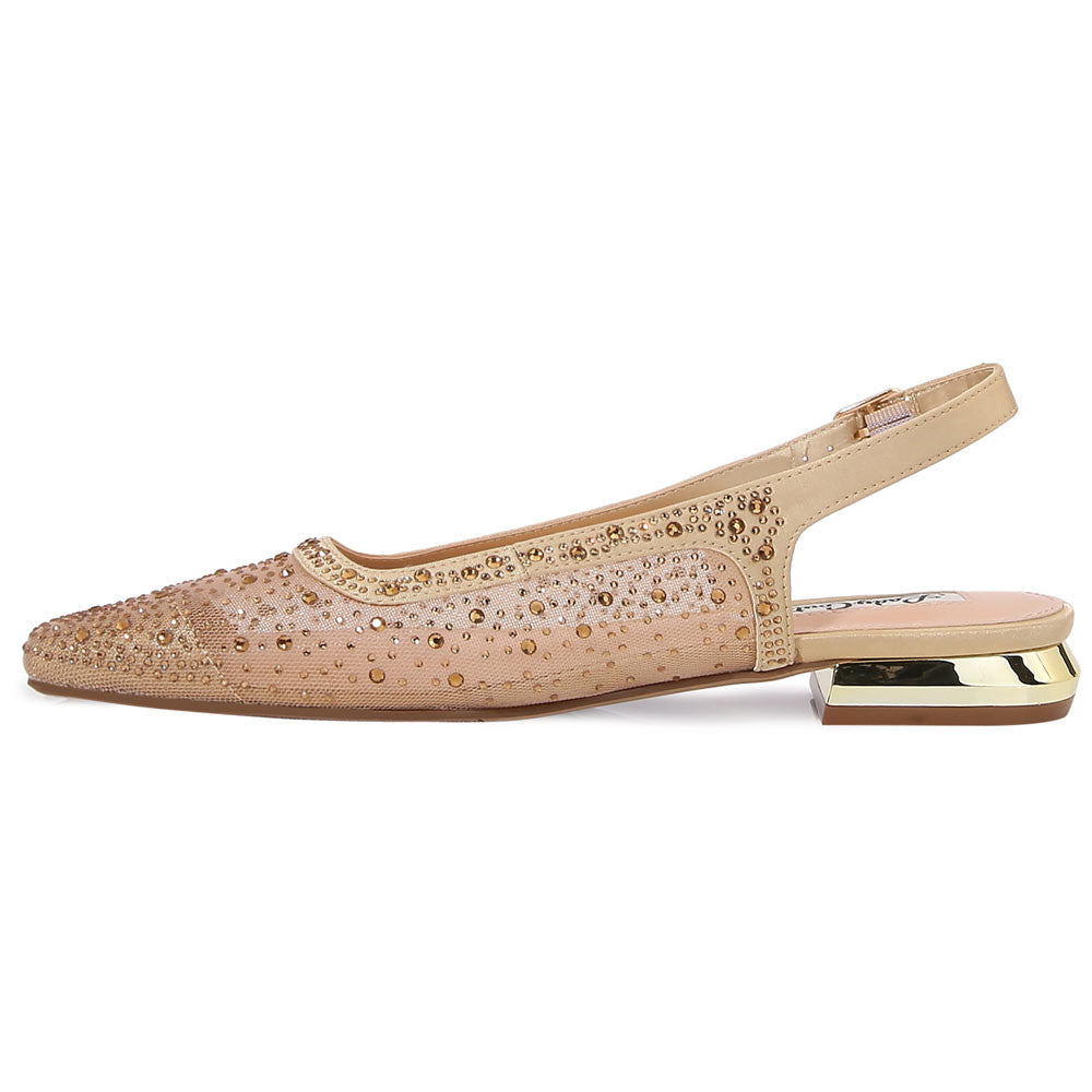 Lady Couture Kara 0.75” Block Heel Flats in Gold