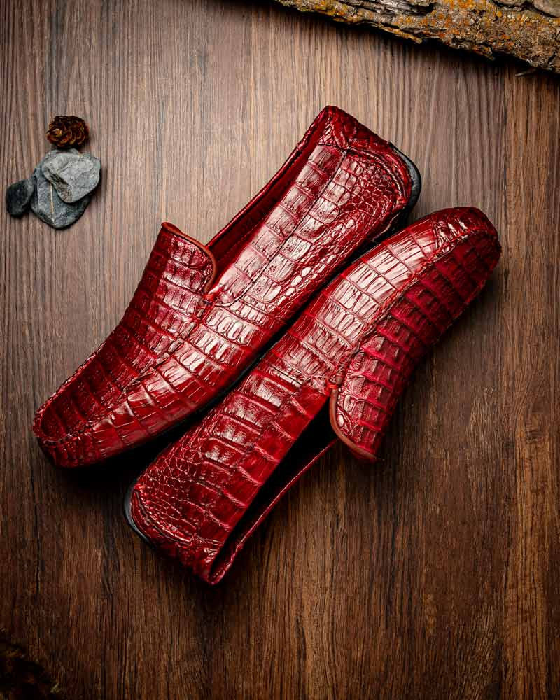 Marco Di Milano Remo Wine Caiman Driving Slip-On Loafers