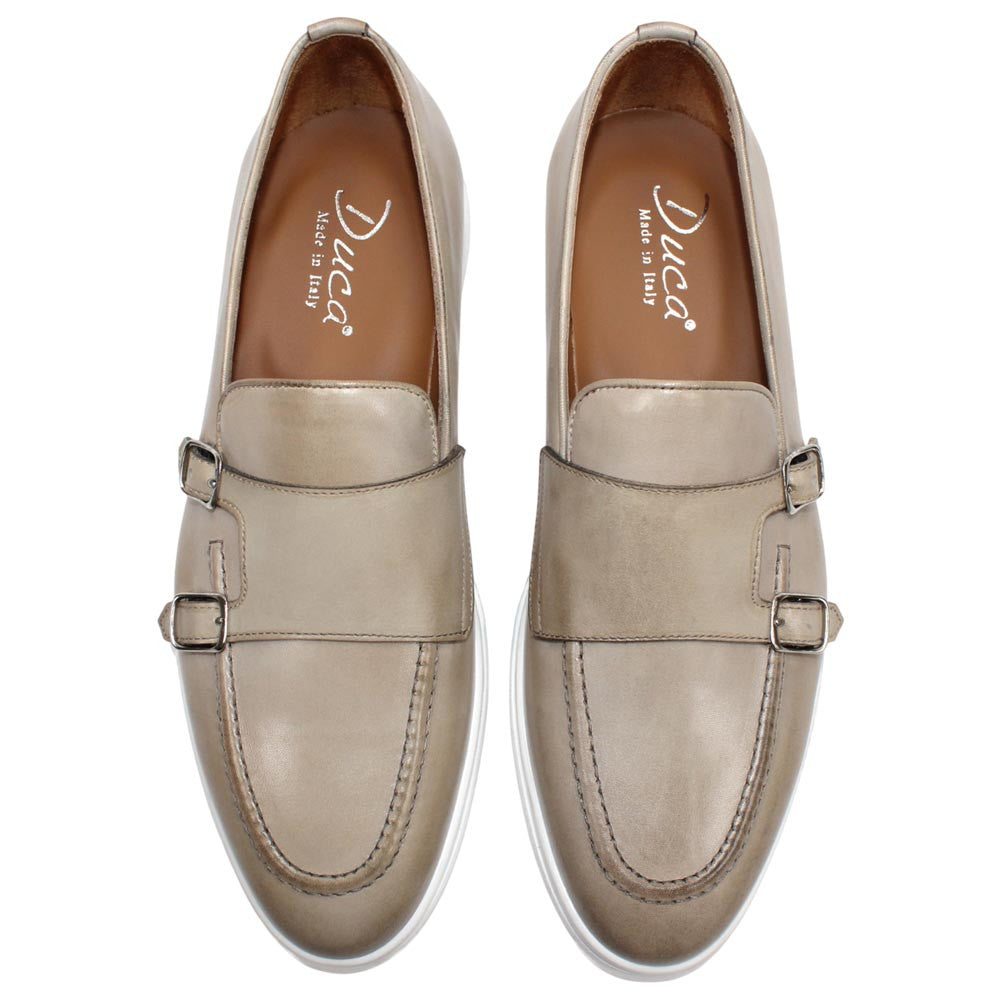 Duca Men's Rimini Beige Italian Calf Leather Slip-On Loafer