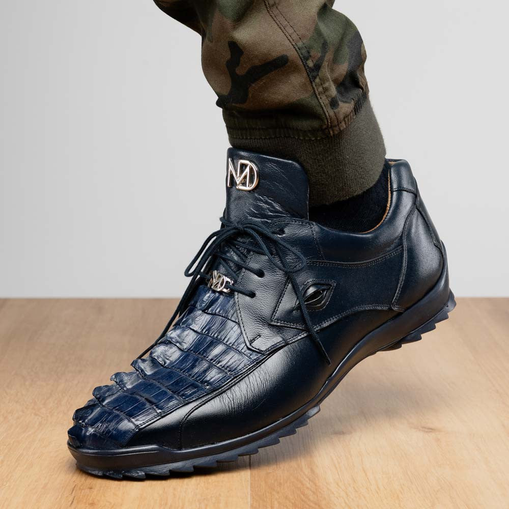 Marco Di Milano Udine Genuine Hornback Caiman & Calf Leather Sneaker - Navy