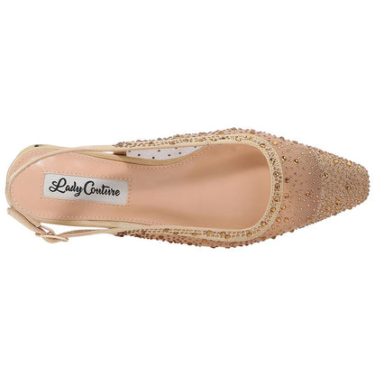 Lady Couture Kara 0.75” Block Heel Flats in Gold