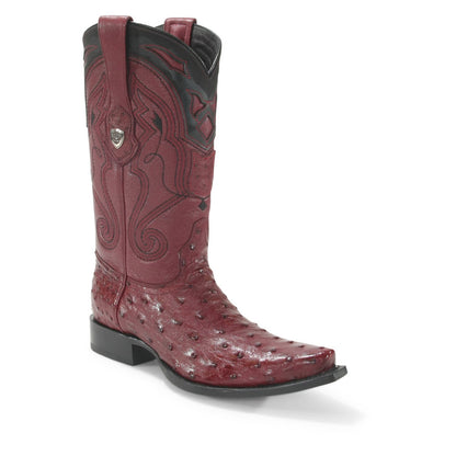 Wild West Burgundy Ostrich Quill Snip Toe Boots