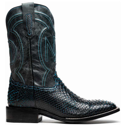 Missouri Genuine Python Skin Black and Blue Cowboy Boot | Marco Di Milano Western Boots