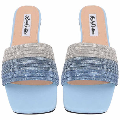 Lady Couture Women's Amazing Blue Multi Metallic Rhinestone Strap Slide Sandals
