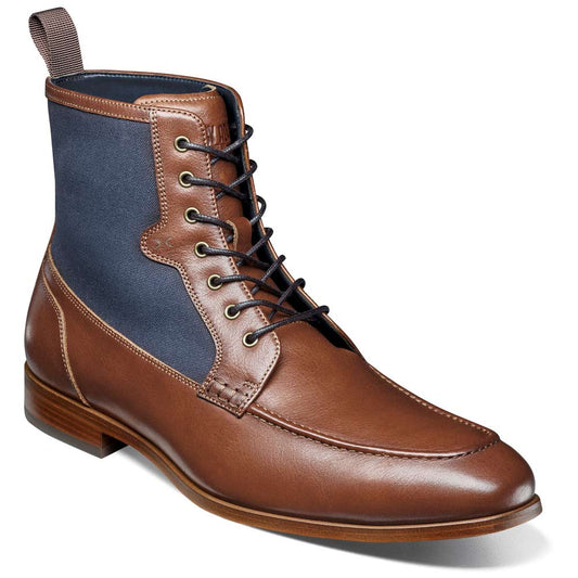 Brumley Moc Toe Lace Up Boots Oxford | Stacy Adams Dress Boots in Tan & Navy for Men
