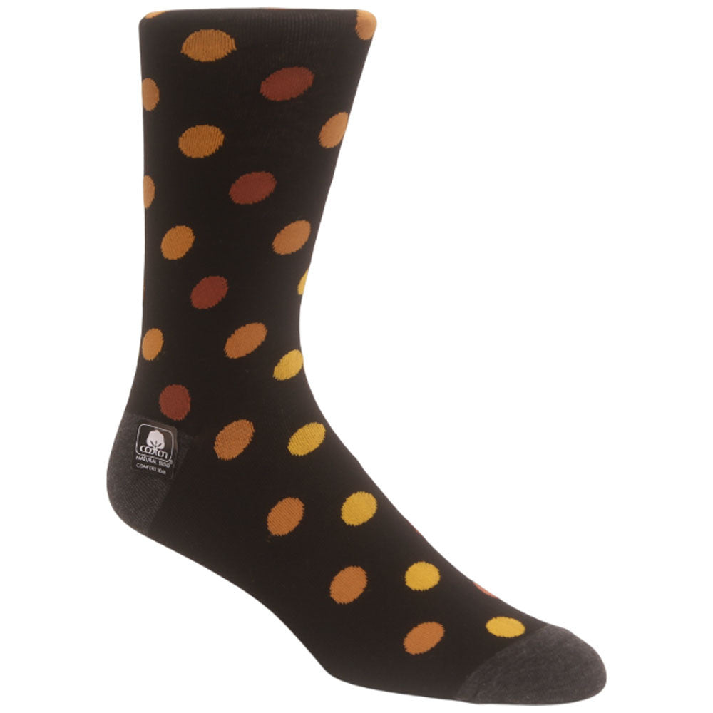 Oversize Dots Men’s Black/Gold Crew Dress Sock | Stacy Adams Premium Socks