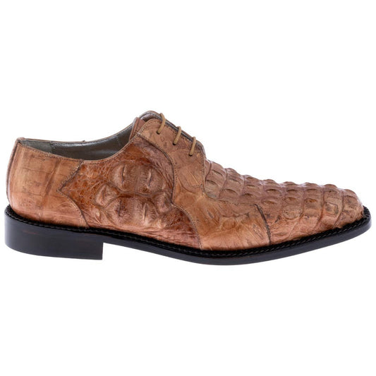MAURI Shoes Men’s Pitti Derby Cognac Hornback & Baby Crocodile Leather Luxury Dress Shoes