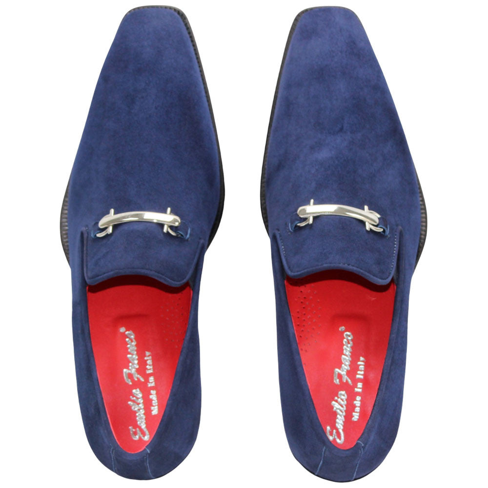 Francesco Navy Suede Leather Loafers | Emilio Franco Dress Loafers for Men