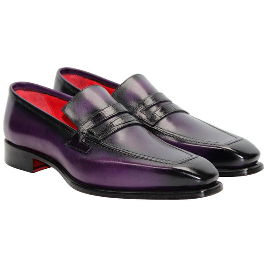 Fennix of Italy Genuine Alligator Skin LIAM Purple Dress Loafers (USA Men Size)