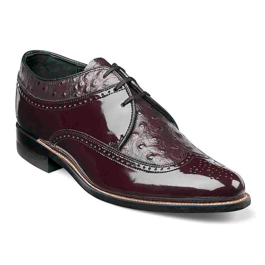 Stacy Adams Dayton Burgundy Ostrich Print Wingtip Oxford