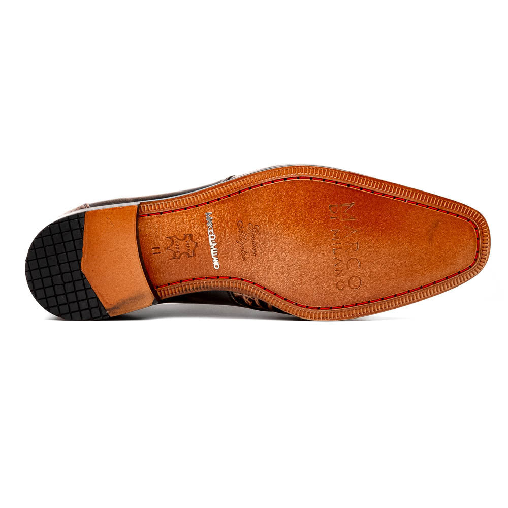 Marco Di Milano Men's Anzio Alligator & Calfskin Derby in Orix / Brown