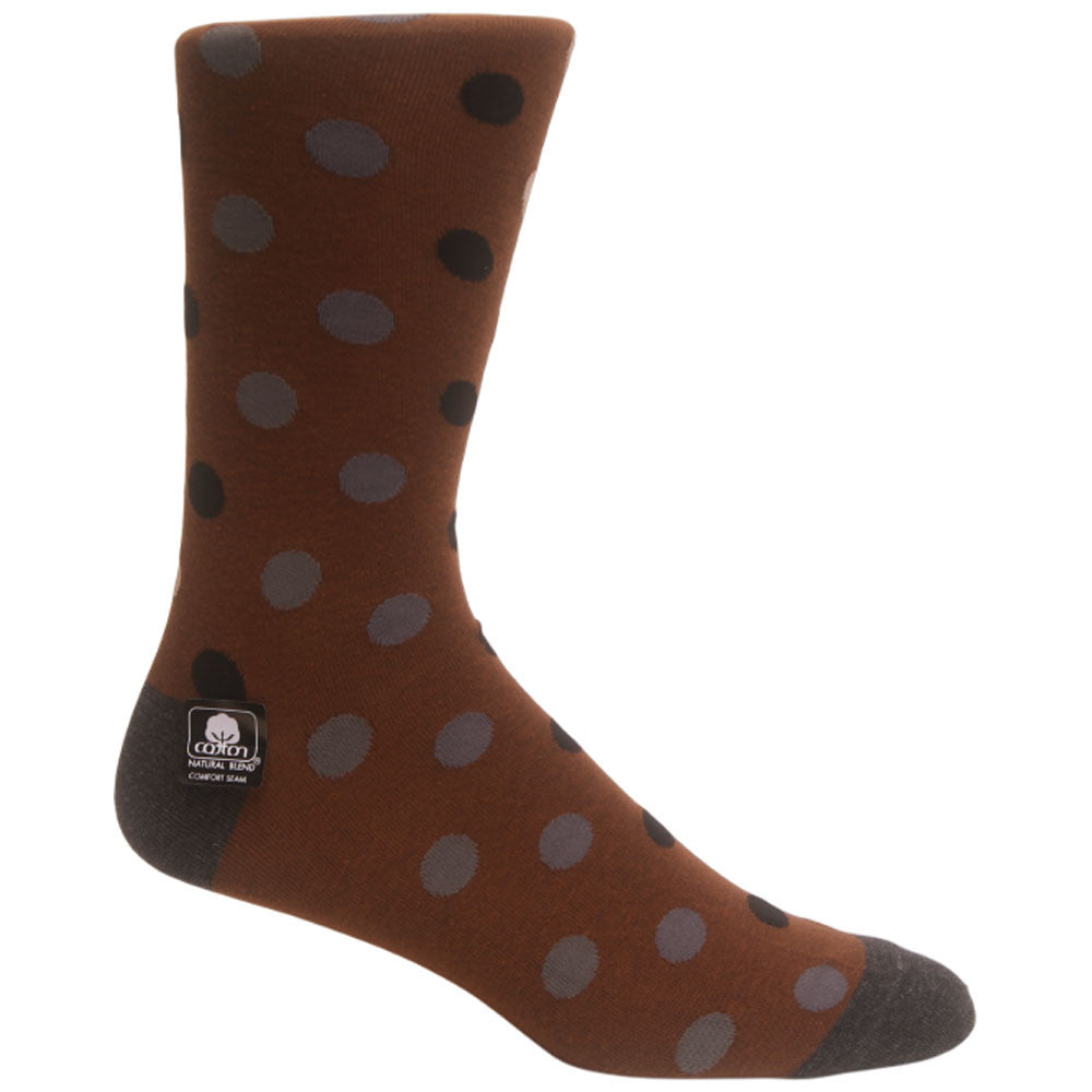 Oversize Dots Taupe Men’s Crew Dress Sock | Stacy Adams Premium Socks
