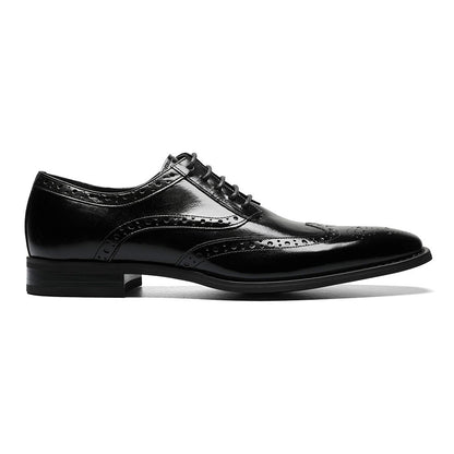 Tinsley Black Buffalo Leather Wingtip Oxfords by Stacy Adams