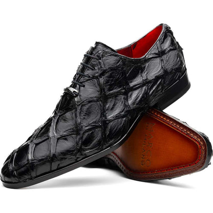 Marco Di Milano Olivieri Genuine Pirarucu Skin Black Tassel Oxford Shoes