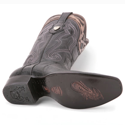 Wild West Black Genuine Lizard Skin Boots