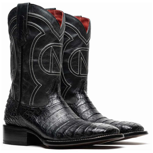 Tucson Genuine Caiman Belly Skin Black Cowboy Boot | Marco Di Milano Western Boots