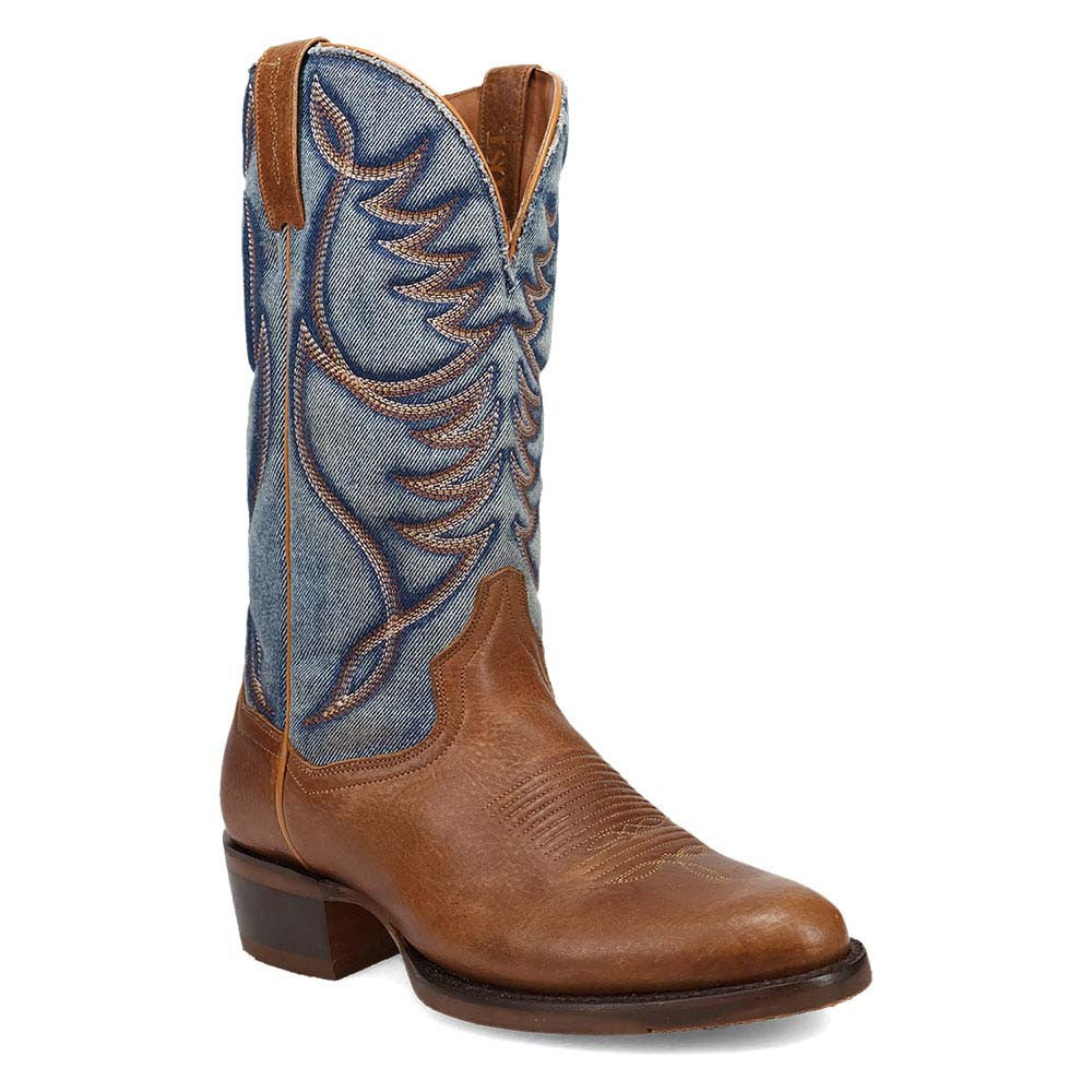 Dan Post Bullock Tan Leather Medium Toe Western Cowboy Boots (USA Men Size)