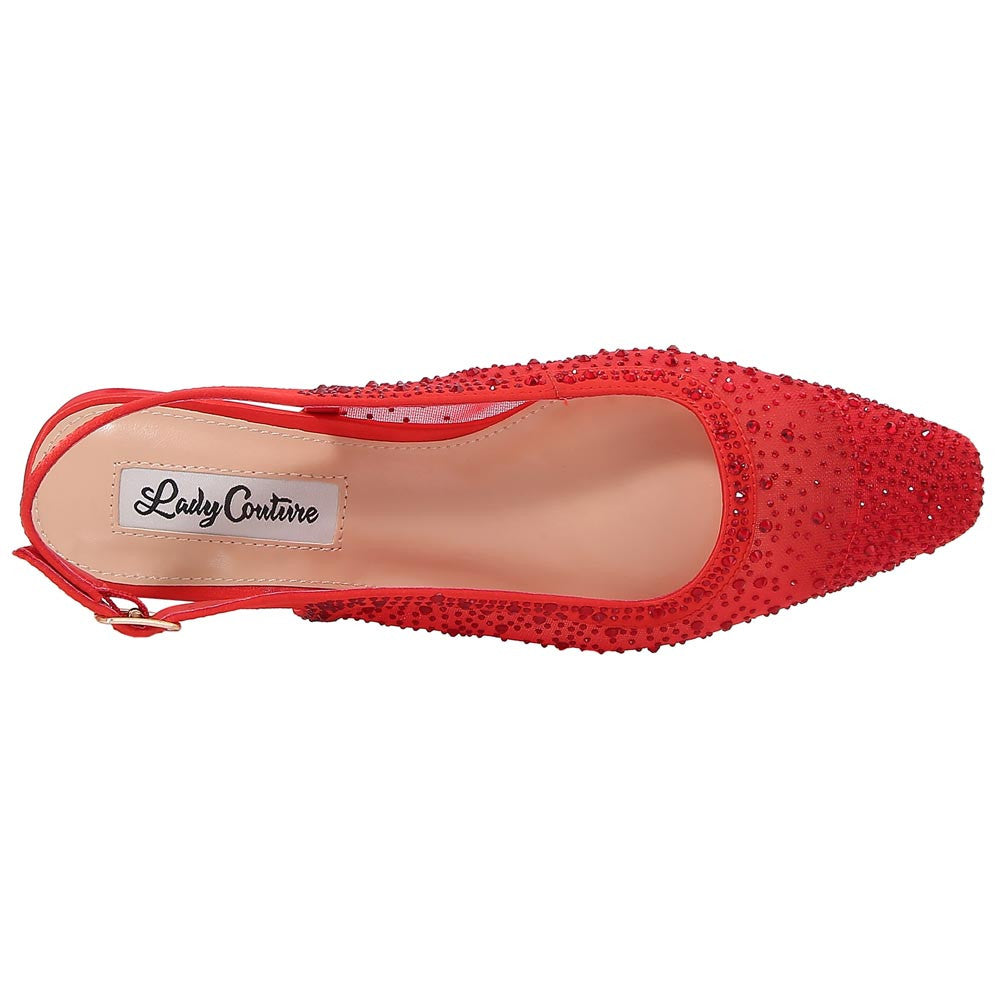 Lady Couture Kara 0.75” Block Heel Flats in Red
